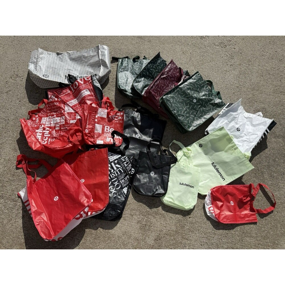 Lot Of 17 Lululemon Reusable Tote Shopping Bags Small And Large